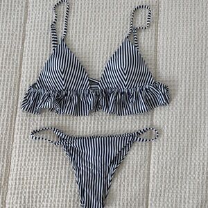 HMS Striped Navy & White Bikini Set